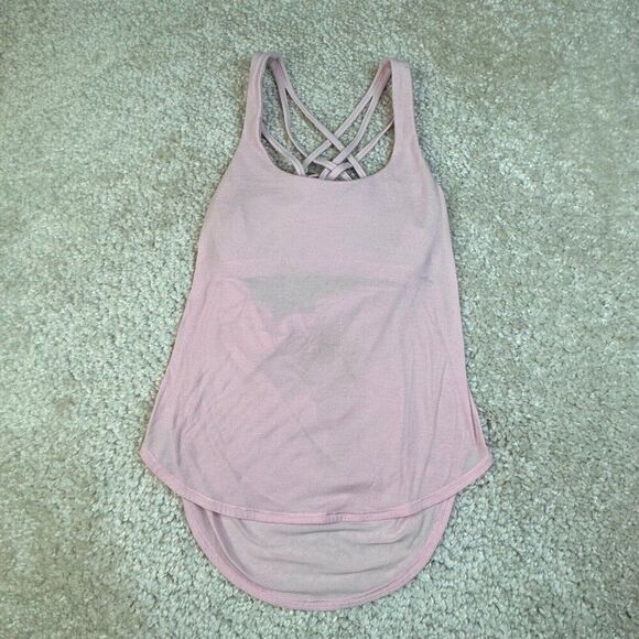 Lululemon Free To Be Serene Tank 2 In 1 Heathered Pearl Pink FLAWS - Picture 2 of 11